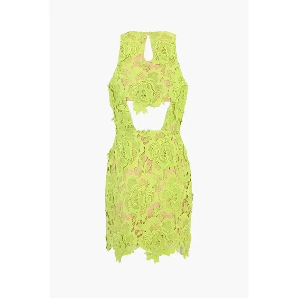 NWT! Adelyn Rae Cassie 3D Crochet Mini Dress in Lime Green Sz S - Picture 4 of 10